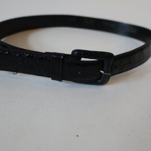 WOMENS COLONY DESIGNS BLACK ALLIGATOR LEATHER  SKINNY BELT SZ M*